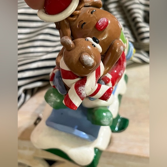 Claydough stocking hook bear & slay w/ 2 mantle hooks floral embossed bundle - Picture 9 of 16